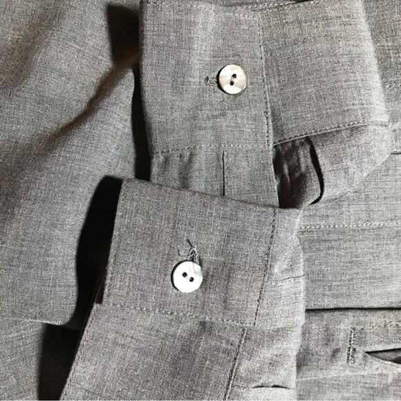 J Jill med rayon long sleeve back button Peter Pan collar grey blouse boxy loose - Picture 6 of 9